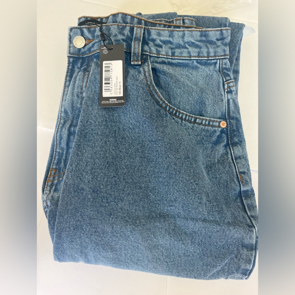 NWT PrettyLittleThing Blue High Rise Mom Jeans Size 10